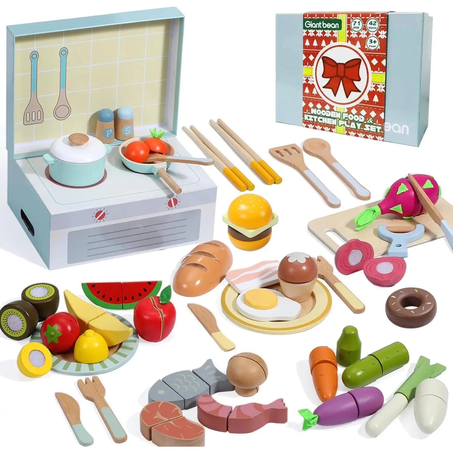 Wooden Play Food Set – 78PCS Kitchen Toy for Kids Trikidsworld