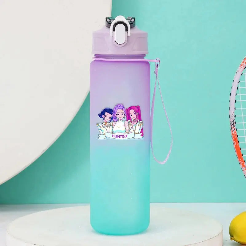 KPop Demon Hunters Gradient Water Bottles 750ml High-capacity Drinking Straw Cup   Portable Girl Outdoor Bottles Office School Trikidsworld