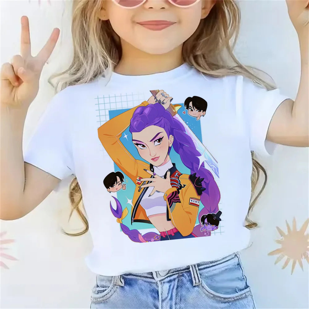 2025 Movie KPop Demon Hunters T-shirt Summer Short Sleeve Tee for Casual Loose Girl Boy Graphic Printed Tops Trikidsworld