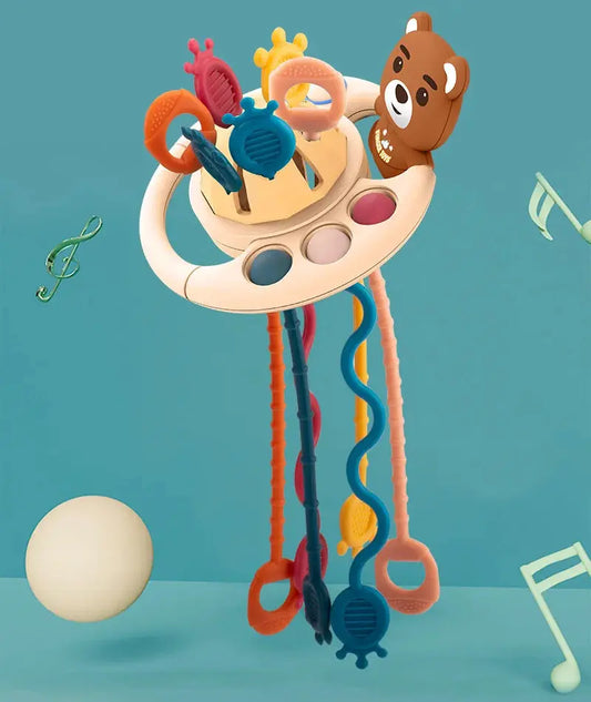 Baby Montessori Pull String Sensory Toys – Teething & Activity Silicone Toys for 6-12 Months Trikidsworld