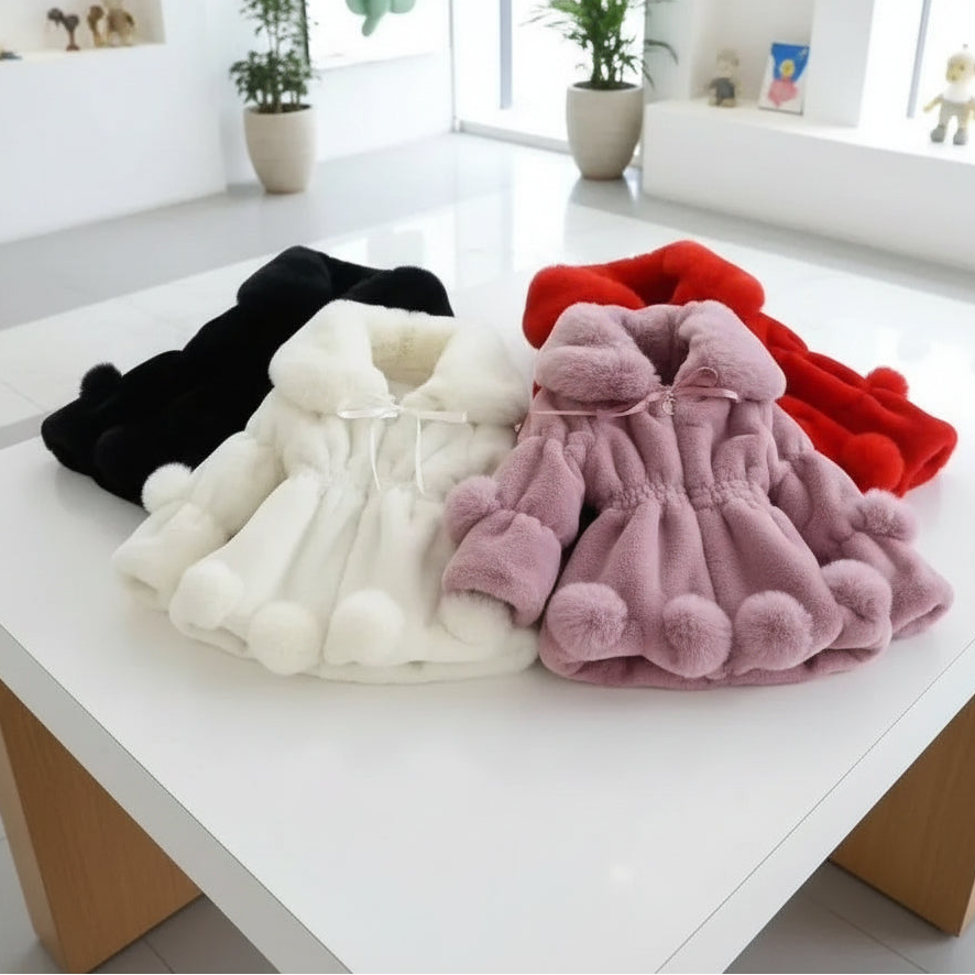 1-7 Year Baby Girls Jacket Autumn Winter Warm Faux Fur Coat For Girls Christmas Princess Outwear Fashion Plush Children Clothing Trikidsworld