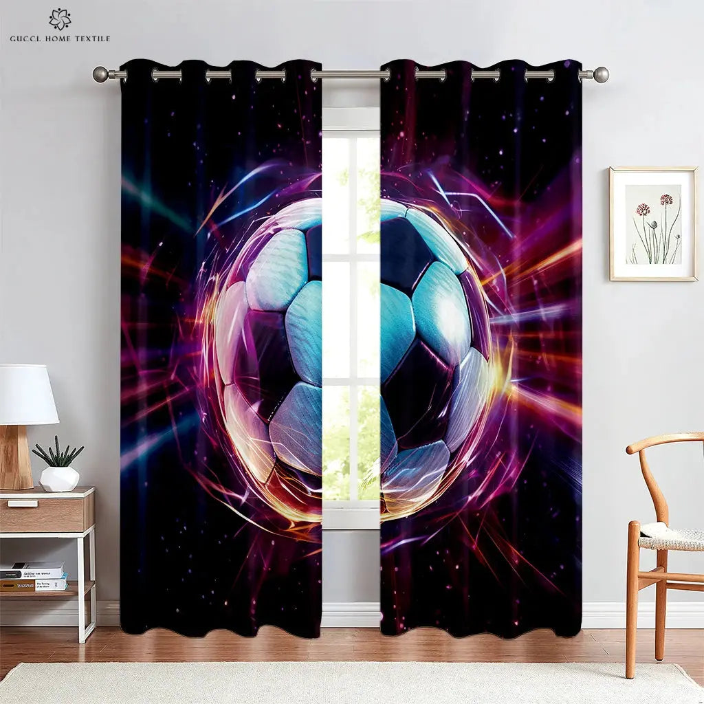 Custom Football Print Curtains for Kids Room and Living Room Trikidsworld