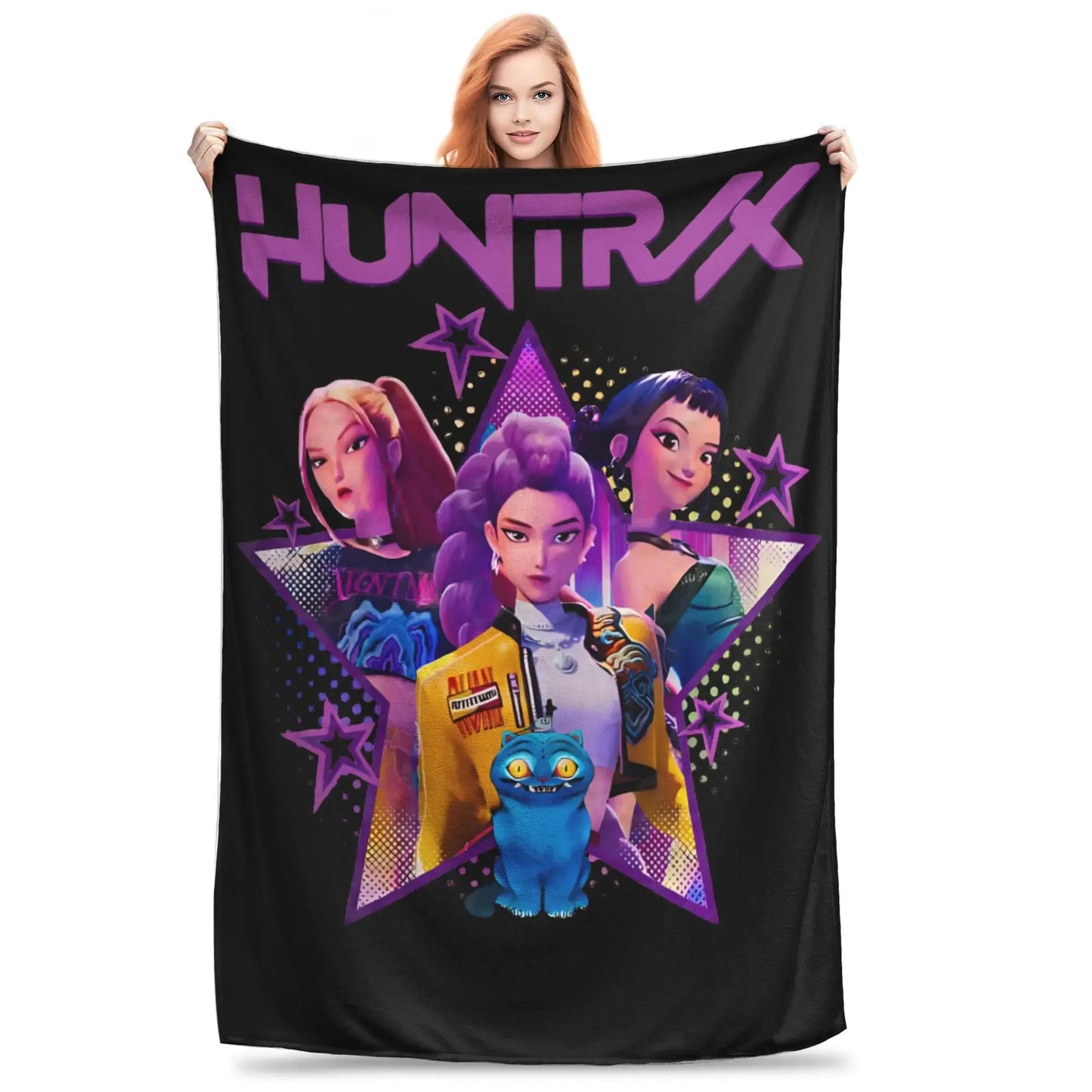 Kpop Demon Hunter Huntrix Girls Warm Soft Blanket  Travel Plush Throw Blanket Novelty Couch Bed Flannel Bedspread Sofa Bed Cover Trikidsworld