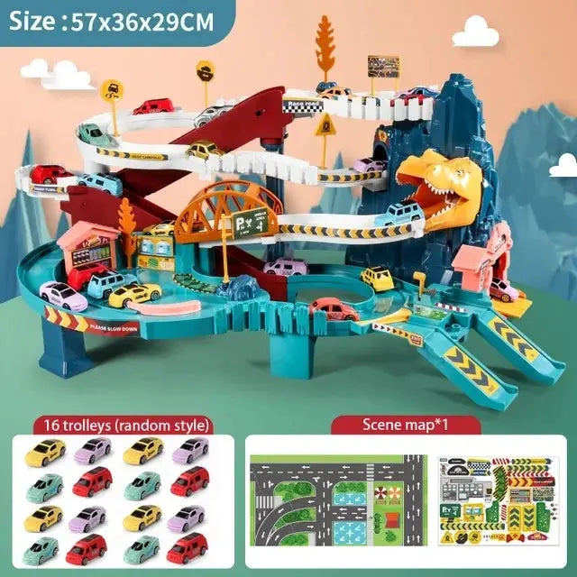 Electric Dinosaur Mountain Track Car Adventure Game Racing Rail Car Toys Track Interactive Train Children's Educational Toys Trikidsworld