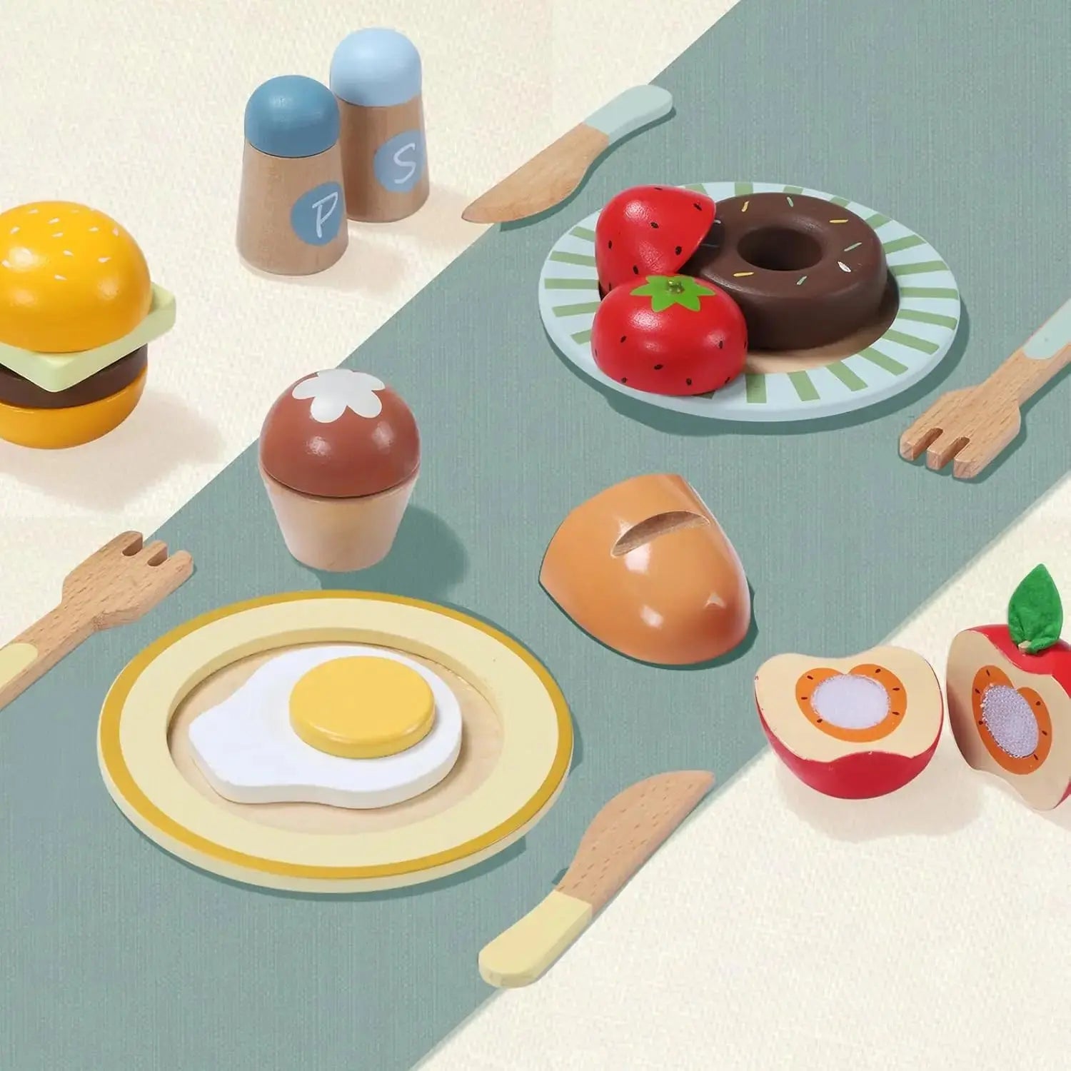 Wooden Play Food Set – 78PCS Kitchen Toy for Kids Trikidsworld