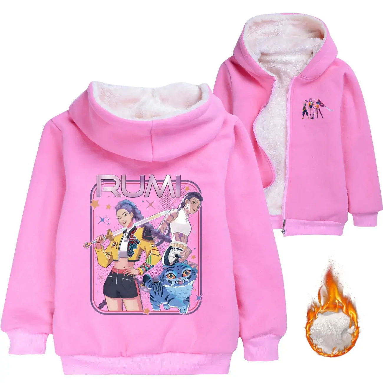 KPop Demon Hunters Rumi Teen Boys Girls Zipper Hoodie Jacket Pullover Sweatshirt Children's Hoody Coat Winter Christmas Gift Trikidsworld