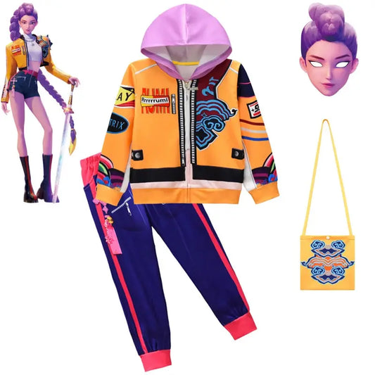 Anime Kpop Demon Hunters Kids Clothing Set Girl Rumi Mira Zoey Print Long Sleeve Tops+Pants 2pcs Set Halloween Carnaval Outfi Trikidsworld