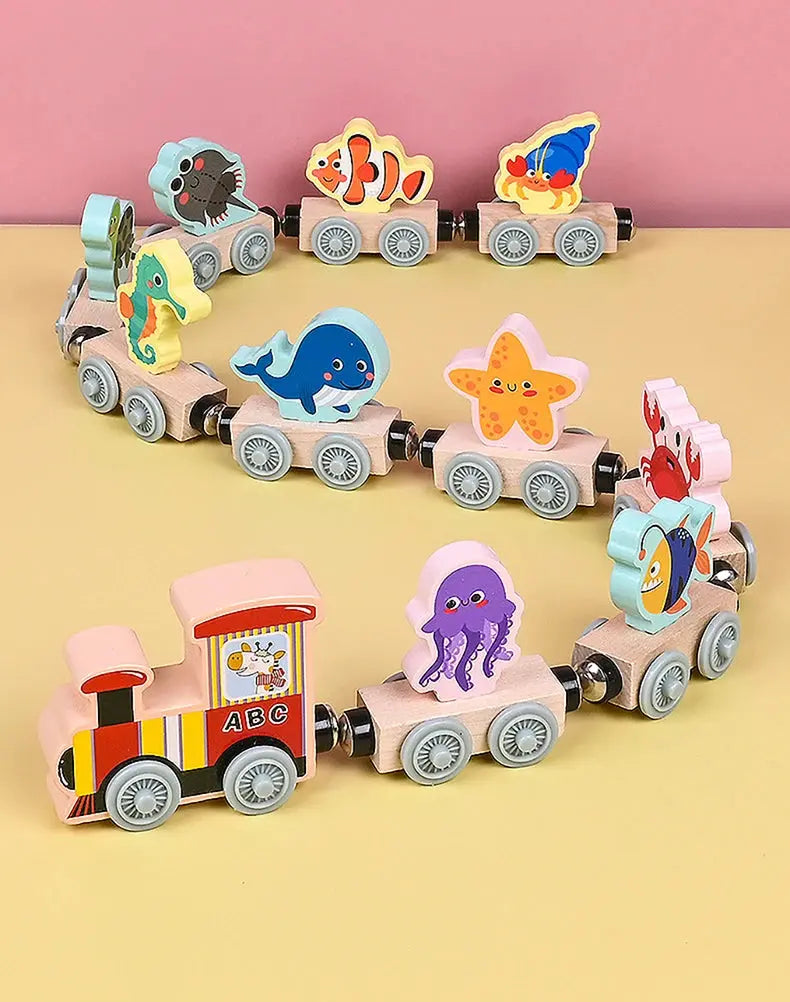 Montessori Magnetic Wooden Train Toy – Early Educational Animal Sorting Learning Set for Kids Trikidsworld
