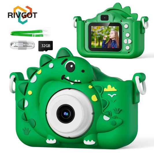 Kids Digital Camera with 32G Card Toy Girl Boy 1080p Hd Screen Outdoor Cartoon Dinosaur Camera Photography Video Birthday Gifts Trikidsworld