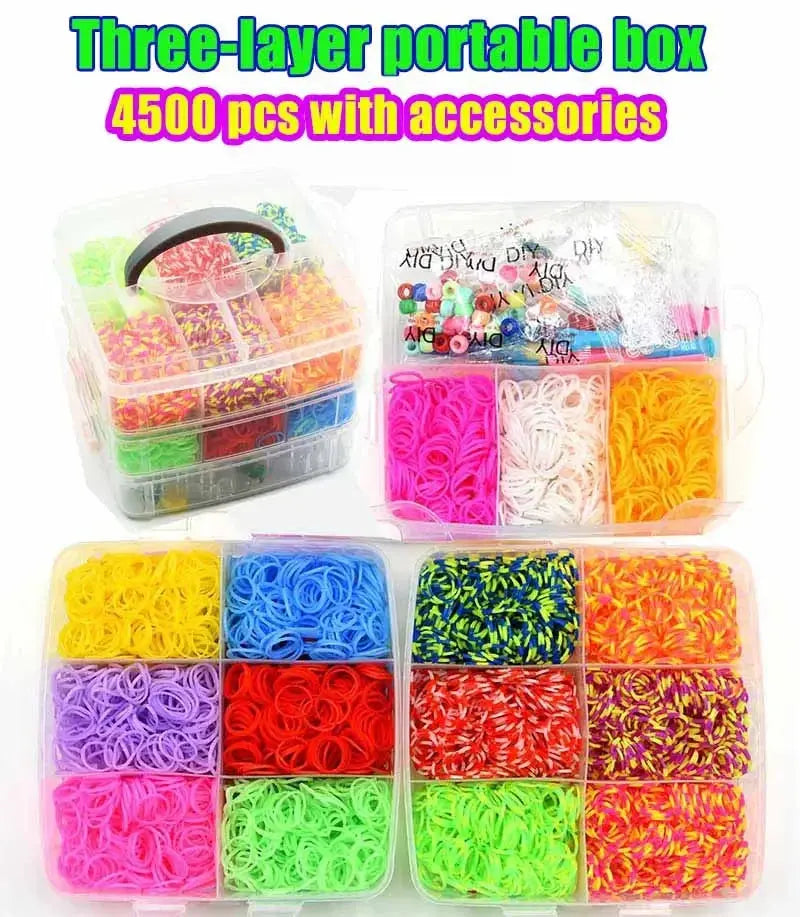 DIY Handmade Rubber Bands Loom Weaving Tool Box Bracelet Kit Toys for Children Knitting Elastic Art Crafts Beaded Toys Girls Trikidsworld