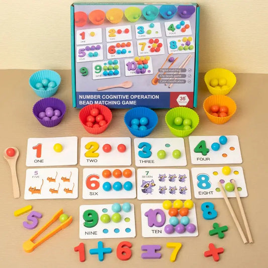Montessori Mathematics Props Baby Digital Cognitive Pairing Puzzle Puzzle Igenious Ingenious Pearl Children's Fine Action Toys Trikidsworld