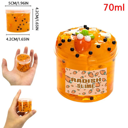 70/300ml Large Crunchy Crystal Slime Kit - Leaf Watermelon Grape Premade Slime Pack Set Non-Sticky Jelly Cube Slime for Party Trikidsworld