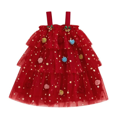 ma&baby 1-6Y Christmas Kid Baby Girls Dress Toddler Infant Children Star Ball Sleeveless Layered Tulle Party Dresses Costumes Trikidsworld