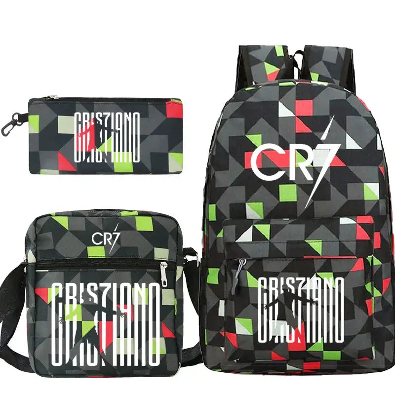 CR7 3pcs Backpack Set – School & Travel Bags for All Ages Trikidsworld