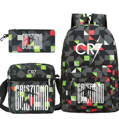 CR7 3pcs Backpack Set – School & Travel Bags for All Ages Trikidsworld