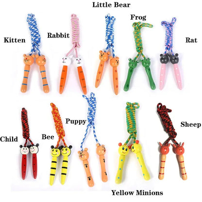 2 Pcs Kids Jump Ropes Wood Handle Sport Bodybuilding Fitness Lovely Cartoon Skipping Ropes Lose Weight Exercise Gym Equipment Trikidsworld