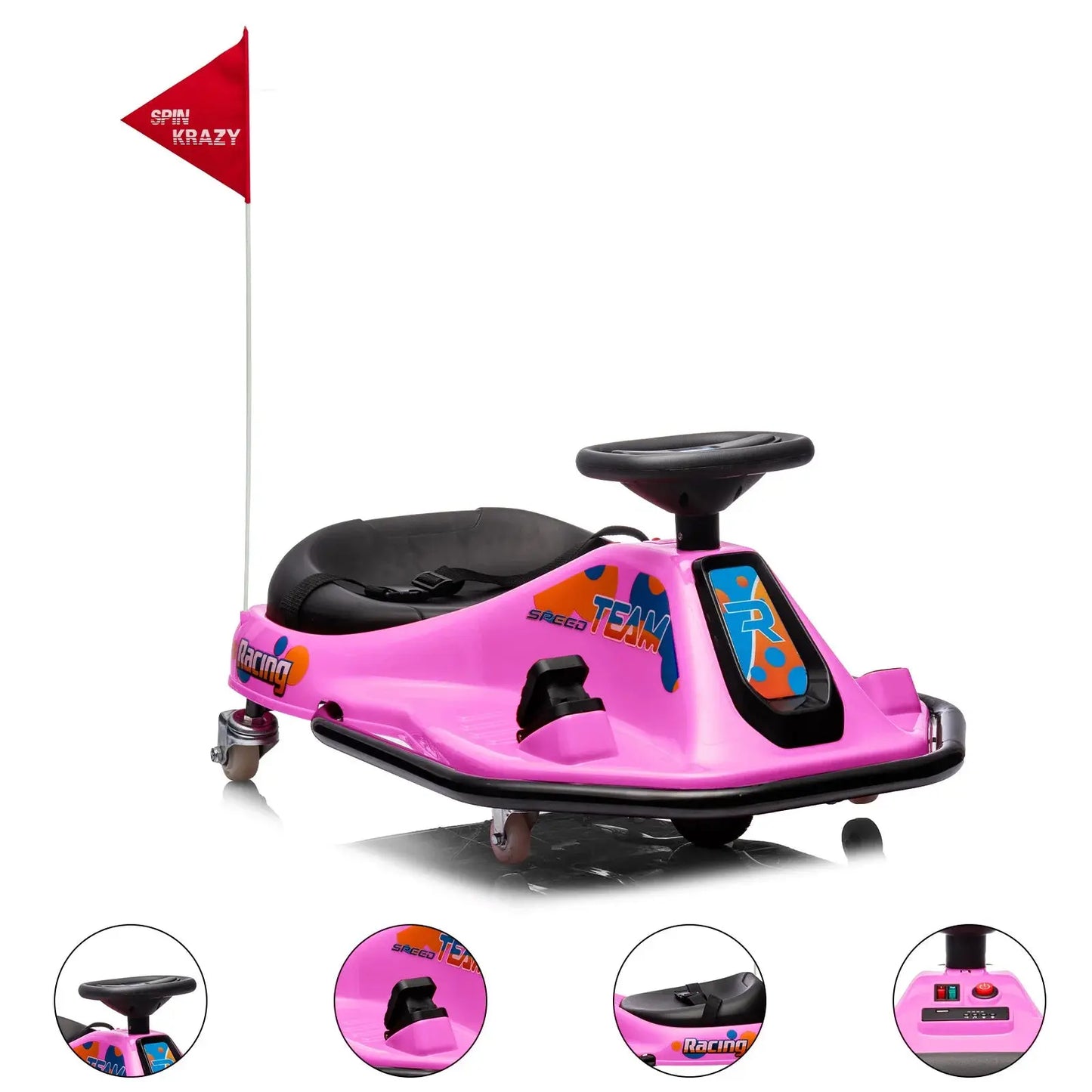 24V Electric Go Kart, 7Ah Drifting Car，Battery Powered Ride on Car Outdoor with 360 Degrees Rotating, Simplified Drift System Trikidsworld