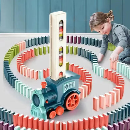 Domino Train for kids Automatic Laying Electric Car Colorful Dominoes Set Brick Blocks Kits Games Educational Toys Girl Boy Gift Trikidsworld