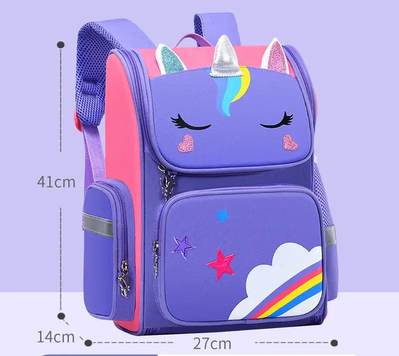Promotion 2025 Classic Cartoon Primary School Student Backpack Unicorn Ridge Protection Reduce Burden 1-3-6 Grades Space Bag Trikidsworld