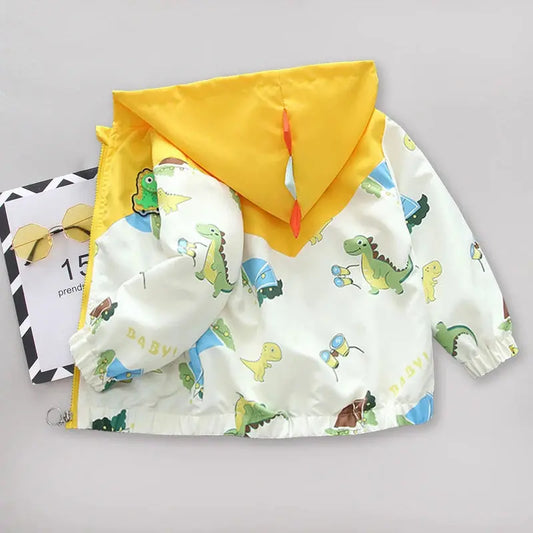 Spring Baby Boys Cartoon Dinosaur Hooded Jacket Toddler Kids Outerwear Casual Windbreaker Coats Children Clothing for 1-6Years Trikidsworld