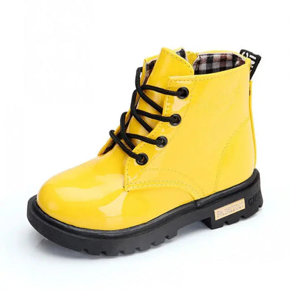 Children Ankle Shoes PU Leather Waterproof Tide Kids Rubber Boots Girls Boys Fashion Boots Anti-Slippery Spring Autumn 2024 Trikidsworld