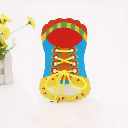 Shoelace Threading Teaching Toys Learn to Tie Shoelaces Toy Kids Toddlers Fine Motor Skills Toy Early Educational Toys Boys Girl Trikidsworld