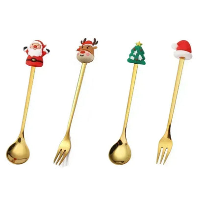 Christmas Decorations Home Christmas Table Decor Stainless SpoonsFork Cutlery Set Elk Xmas Tree New Year 2026 Navidad 2025 Gifts Trikidsworld
