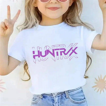 2025 Movie KPop Demon Hunters T-shirt Summer Short Sleeve Tee for Casual Loose Girl Boy Graphic Printed Tops Trikidsworld