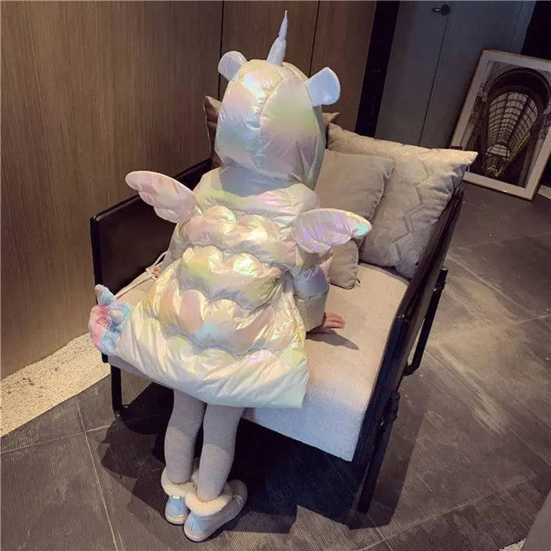Baby Girl Winter Jacket Cute Unicorn Colorful Coats For Girls Warm Hooded Parka Snowsuit Windproof Children's Outerwear Clothing Trikidsworld