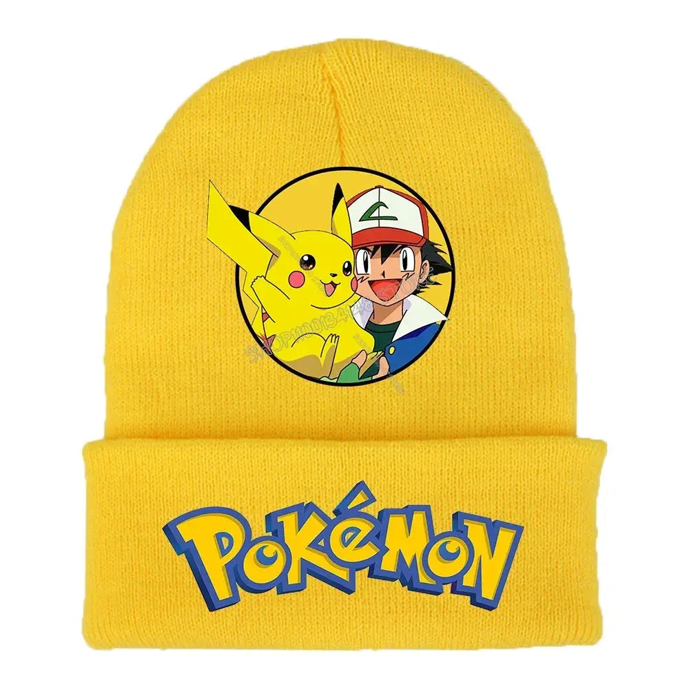Pokemon Knitted Cap Headgear Pikachu Figure Winter Woolen Hat Cartoon Anime Skullies Beanies Boys Girls Bonnet Christmas Gifts Trikidsworld