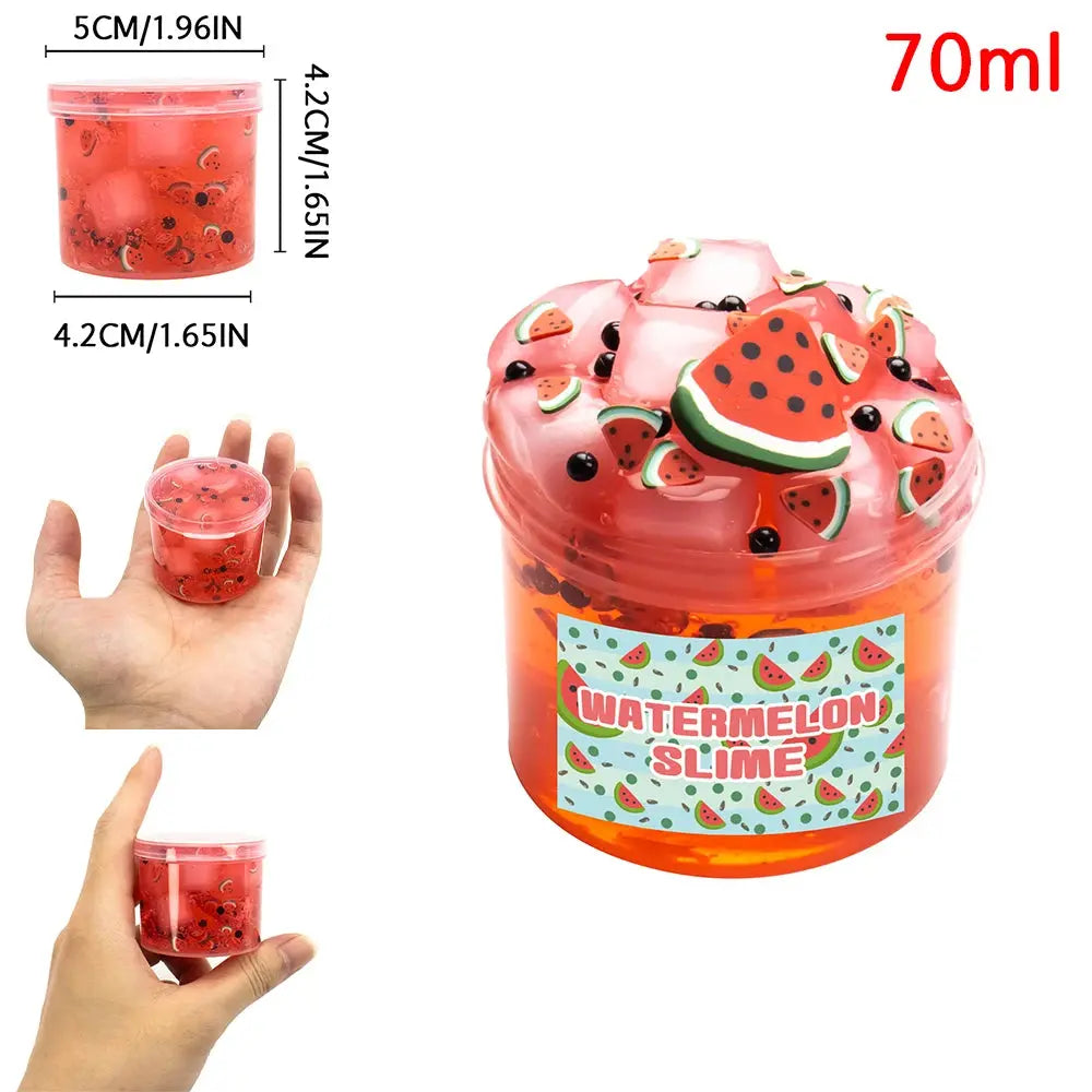 70/300ml Large Crunchy Crystal Slime Kit - Leaf Watermelon Grape Premade Slime Pack Set Non-Sticky Jelly Cube Slime for Party Trikidsworld
