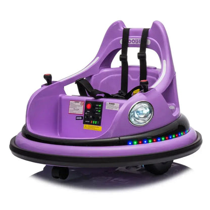 12V ride on bumper car for kids electric car for kids 1.55 Years Old W Remote Control LED Lights Bluetooth 360 Degree Spin Vehi Trikidsworld