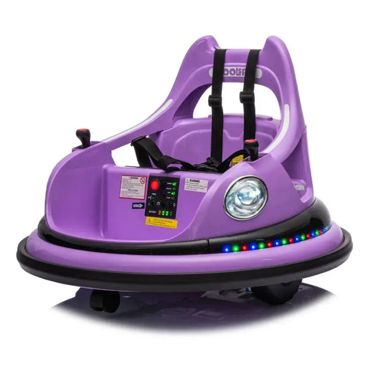 12V ride on bumper car for kids electric car for kids 1.55 Years Old W Remote Control LED Lights Bluetooth 360 Degree Spin Vehi Trikidsworld