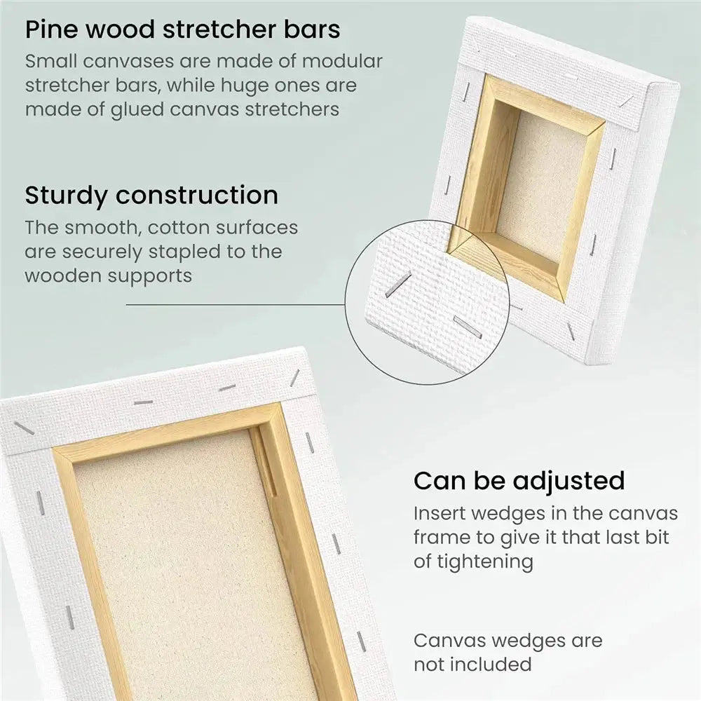 Pack of 4 White Blank Square Artist Canvas Wooden Board Frame Cotton Artist Canvas Boards for Oil Painting Acrylic Watercolor Trikidsworld