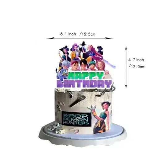 Demon Hunters Birthday Party Decor Tableware Banner Decorations Cake Topper Balloon Girl Kid Korean Kpop Anime Party Supplie Set Trikidsworld