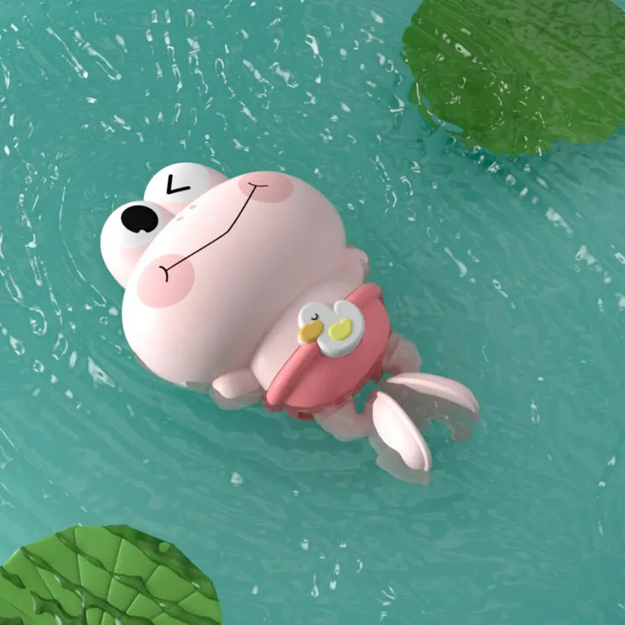 Wind-Up Swimming Frog Bath Toys for Toddlers, No Battery Mold-Free ABS Montessori Water Toy for Kids Trikidsworld