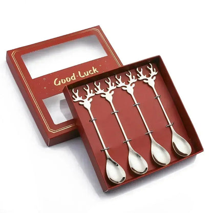 Christmas Decorations Home Christmas Table Decor Stainless SpoonsFork Cutlery Set Elk Xmas Tree New Year 2026 Navidad 2025 Gifts Trikidsworld