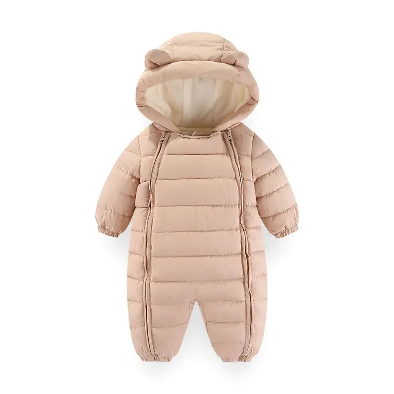 OLEKID 2025 Autumn Winter Baby Rompers Hooded Plus Velvet Warm Baby Girl Jumpsuit Toddler Boys Overalls Infant Newborn Sleepwear Trikidsworld