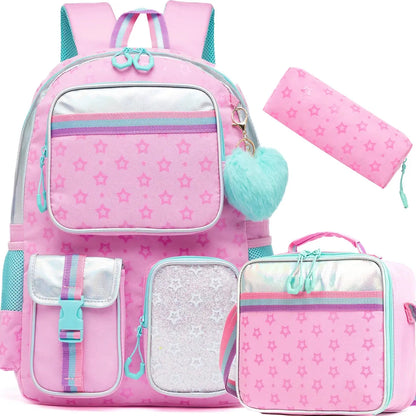 Meetbelify Backpack for Girls Schoolbag Aesthetic Backpack for Elementary Student Teen Girls Bookbag with Lunchbox and Penbag Trikidsworld