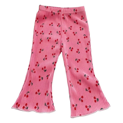 Elegant Playful Girls Floral Polka Dot Flared Pants Summer Autumn Outdoor Casual Bottoms Children Kids Cartoon Fashion Capris Trikidsworld