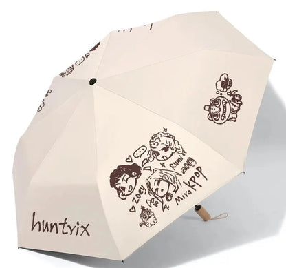 Anime Kpop Demon Hunters Surrounding Prints Sunscreen Folding Rain Umbrella Reinforce Durable Wind Resistance Children's Gift Trikidsworld