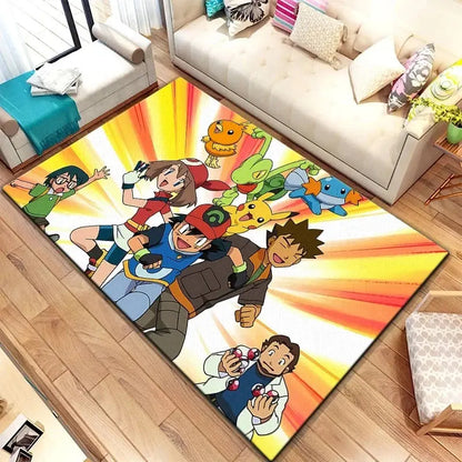 MINISO DISNEY Pikachu Cartoon Carpet Animation for Children Living Room Bedroom Floor Mat Kitchen Children's Bedroom Rug Decor Trikidsworld