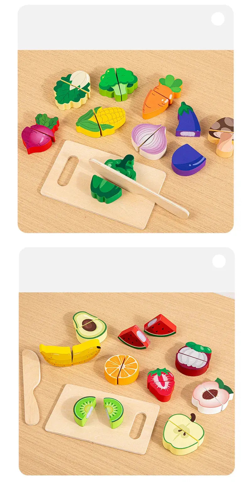 Wooden Montessori Cutting Set – Fruits, Food & Ice Cream Trikidsworld