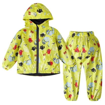 Children's Clothing Sets Cartoon Raincoat Suit Girls Boys Sets Waterproof Top and Pants 2pcs For Kids Hooded Jacket And Trousers Trikidsworld