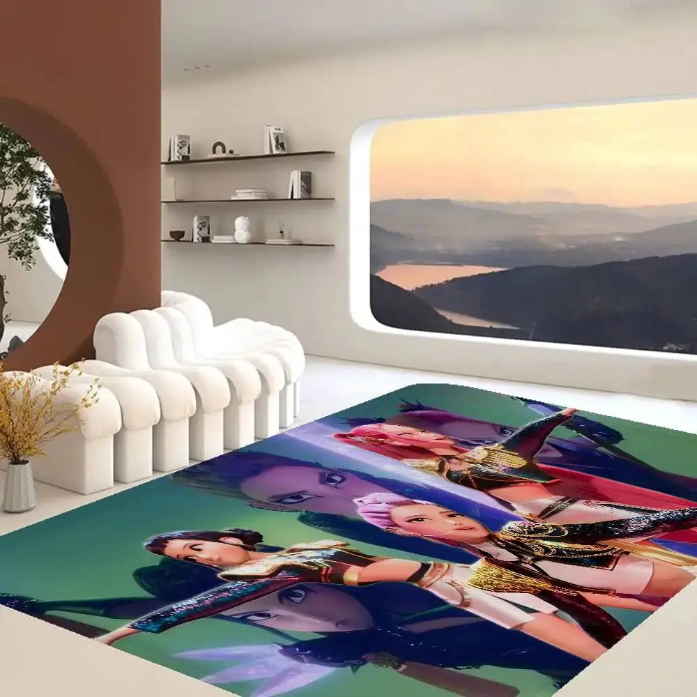 Kpop D-demon Hunters Floor Mat Rectangle Anti-slip Home Soft Badmat Front Door Indoor Outdoor Mat Welcome Doormat Trikidsworld