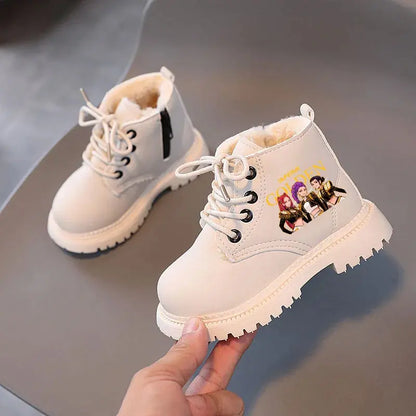 Kpop Demon Hunters Winter Shoes Children's Short Boots Outdoors Velvet Kids Boots For Girls Anti-slip Thick Bottom Warm Boots Trikidsworld