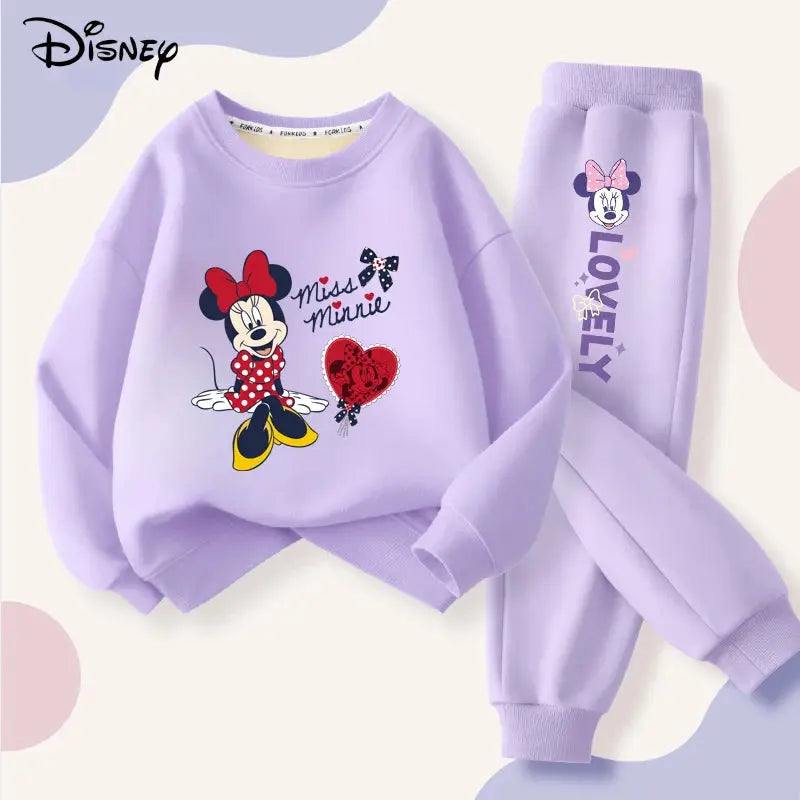 Disney Minnie Printing Baby Girls Clothes Set Autumn Children Sweatshirt Top and Pants Bottom 2 Piece Suit Casual Tracksuit Trikidsworld