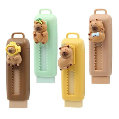 1/4pcs Capybara Erasers Set Cartoon Design 4B Eraser Retractable for Drawing Exams Kids Students Back to School Stationery A3013 Trikidsworld