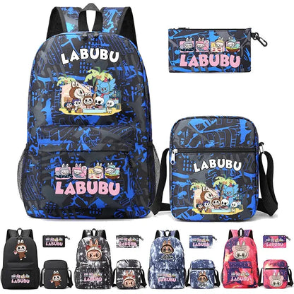 3Pcs/set Cartoon Printed Backpack Teenager Student Boy Girl Schoolbag Larger Capacity Bagpack Travel Bag Kid Gift Mochila Trikidsworld