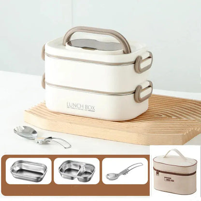1500ml Double Layers Stainless Steel 304 Thermal Lunch Box With Insulation Bag Leak-Proof Bento Box Adult Student Food Container Trikidsworld